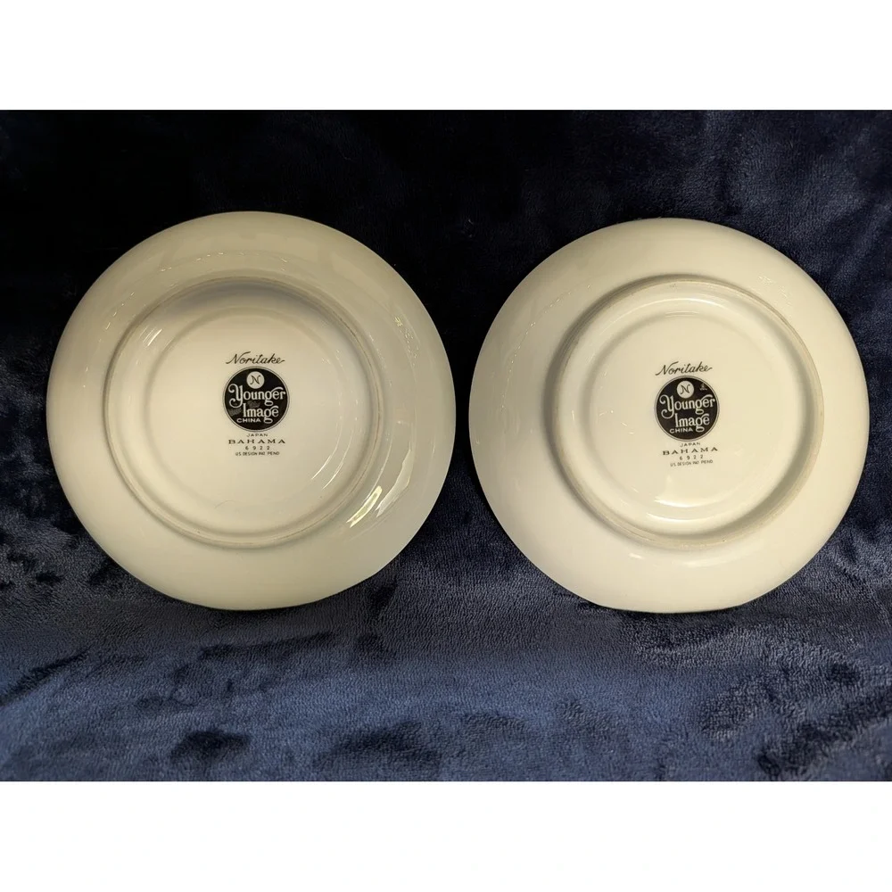 Noritake Younger Image Bahama Coffee Cups Saucers Set of 2 Blue Green Floral MCM - Picture 6 of 10